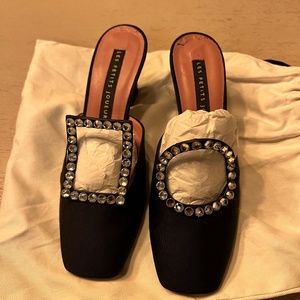 Les petits joueurs black gem embellished mules